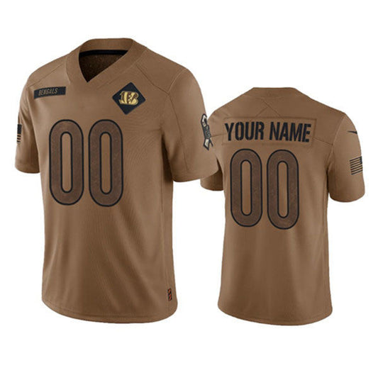 Custom C.Bengals Active Player Custom 2023 Brown Salute To Service Limited Football Stitched Jersey