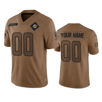 Custom M.Dolphins 2023 Brown Salute To Service Limited Stitched Jersey American Football Jerseys