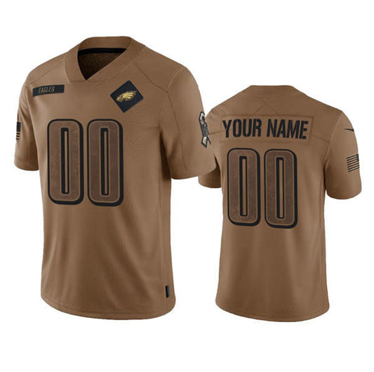 Custom P.Eagles 2023 Brown Salute To Service Limited Stitched Jersey American Football Jerseys