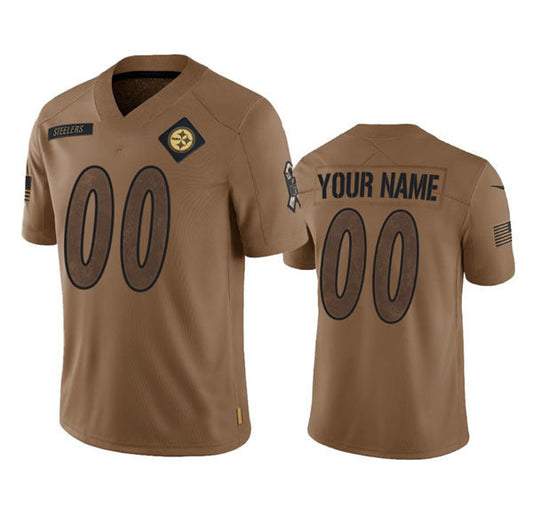Custom P.Steelers 2023 Brown Salute To Service Limited Stitched Jersey American Football Jerseys