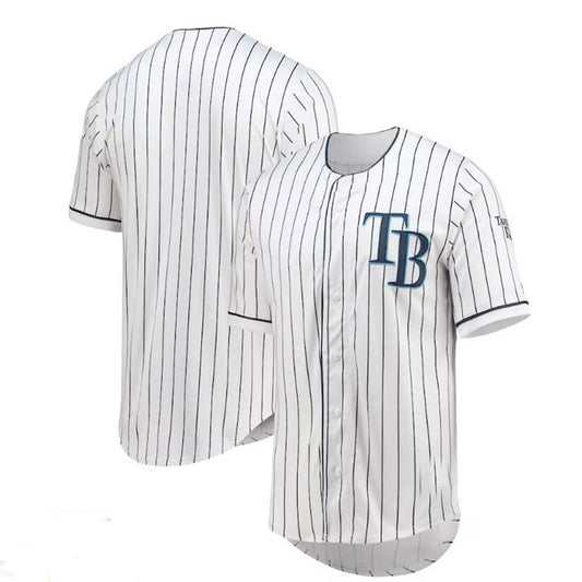 Tampa Bay Rays  True-Fan White Navy Pinstripe Jersey Baseball Jerseys