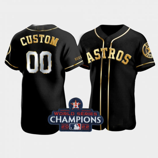 Custom Houston Astros Black Golden Edition 2022 World Series Champions Jersey Stitched Baseball Jerseys