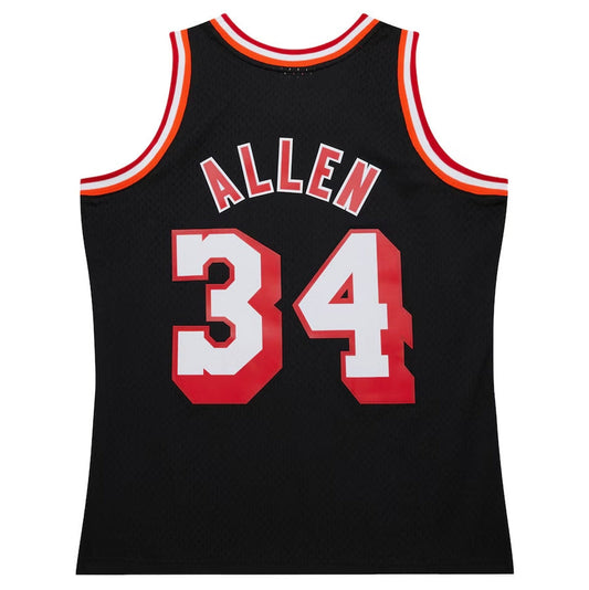 M.Heat #34 Ray Allen Mitchell & Ness 2013-14 Hardwood Classics Swingman Jersey - Black Stitched American Basketball Jersey