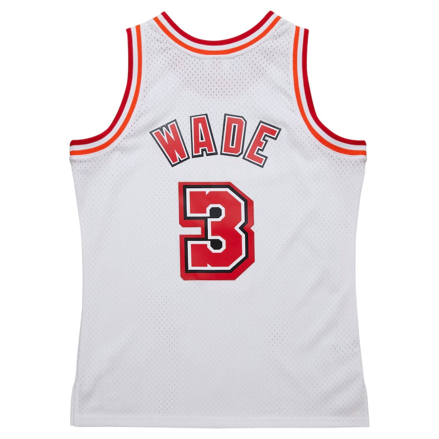 M.Heat #3 Dwyane Wade Mitchell & Ness 2007-08 Hardwood Classics Swingman Jersey - White Stitched American Basketball Jersey