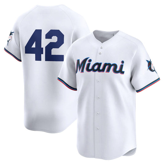 Miami Marlins 2024 #42 Jackie Robinson Day Home Limited Jersey – White Stitches Baseball Jerseys