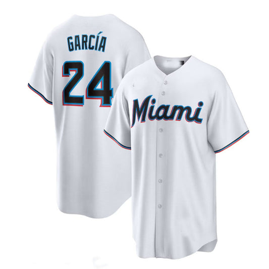 Miami Marlins #24 Avisa¨ªl Garc¨ªa White Home Replica Player Jersey Baseball Jerseys