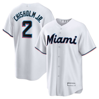 Miami Marlins #2 Jazz Chisholm Jr.  White Home Replica Player Jersey Baseball Jerseys