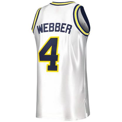 M.Wolverines #4 Chris Webber Mitchell & Ness 1991-92 Authentic Jersey - White Stitched American College Jerseys