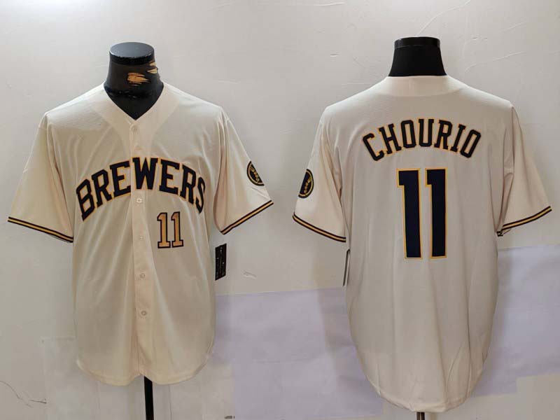 Milwaukee Brewers #11 Jackson Chourio Cream Stitched Cool Base Baseball Jerseys