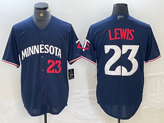 Minnesota Twins #23 Royce Lewis Number 2023 Navy Blue Cool Base Stitched  Baseball Jersey