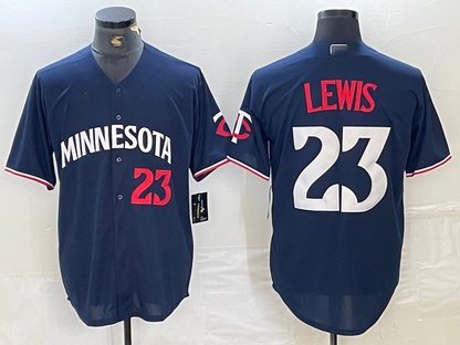 Minnesota Twins #23 Royce Lewis Number 2023 Navy Blue Cool Base Stitched  Baseball Jersey