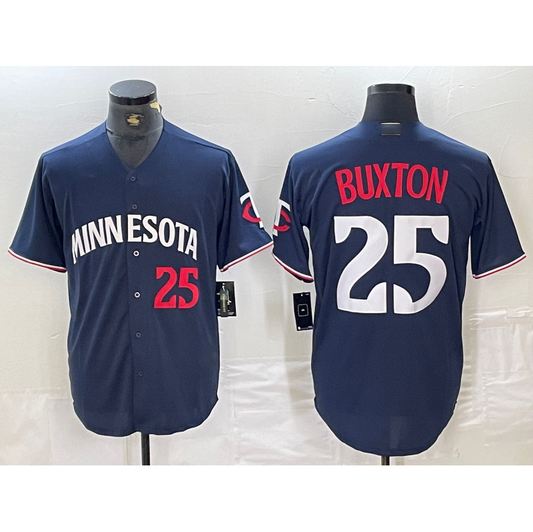 Minnesota Twins #25 Byron Buxton Number 2023 Navy Blue Cool Base Stitched Baseball Jerseys