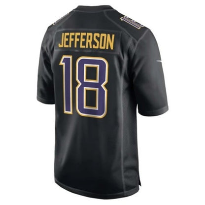 MN.Vikings #18 Justin Jefferson Black Carbon Fashion Game Player Jersey Football Jerseys