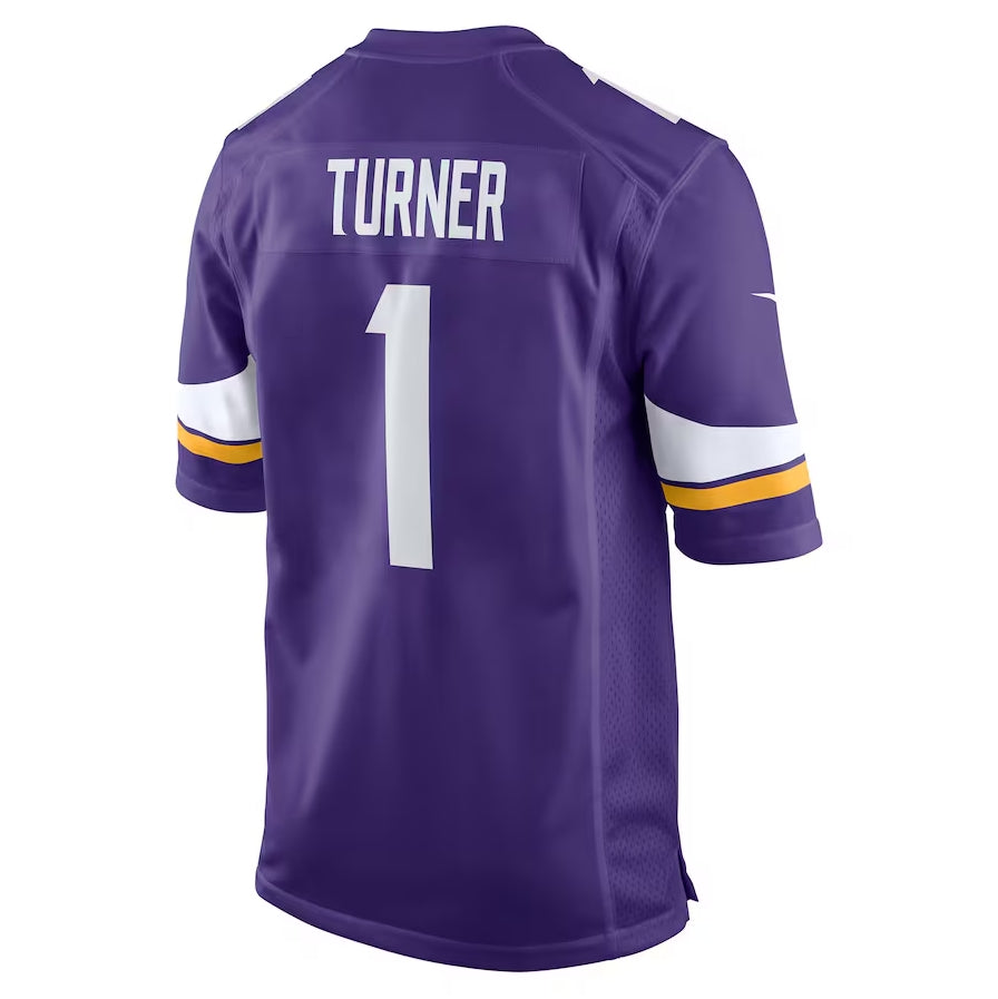 MN.Vikings #1 Dallas Turner 2024 Draft First Round Pick Player Game Jersey - Purple American Football Jerseys