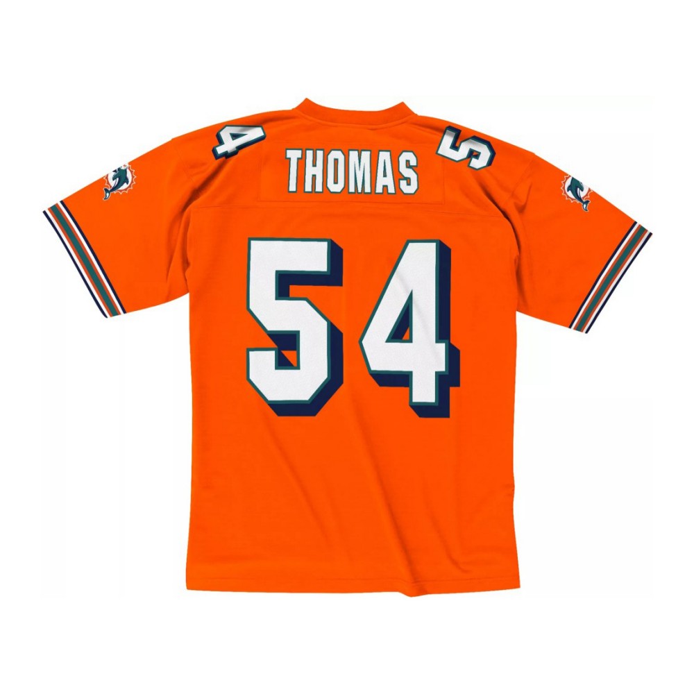 M.Dolphins #54 Zach Thomas 2004 Orange Mitchell and Ness Throwback Stitched American Football Jerseys