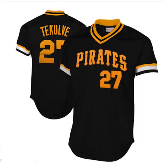 Pittsburgh Pirates #27  Kent Tekulve Mitchell & Ness 1982 Cooperstown Collection Authentic Practice Jersey - Black Baseball Jerseys