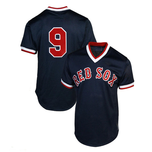 Boston Red Sox  #9 Mitchell & Ness Ted Williams 1990 Authentic Cooperstown Collection Batting Practice Jersey - Navy Blue Baseball Jerseys
