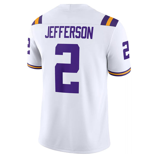 L.Tigers #2 Justin Jefferson White FUSE Stitched American College Jerseys