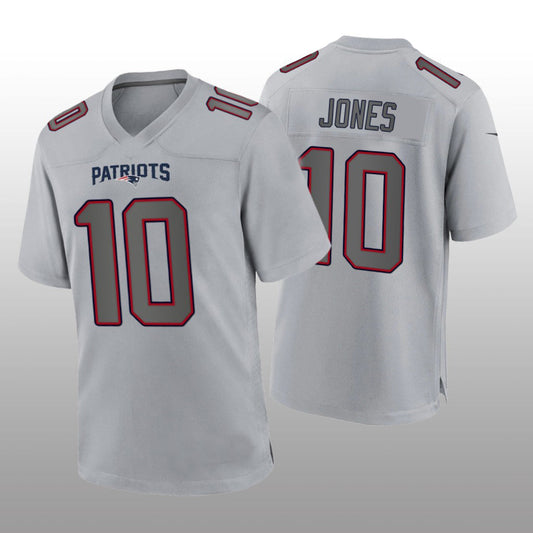 NE.Patriots #10 Mac Jones Gray Atmosphere Fashion Game Jersey Stitched American Football Jerseys