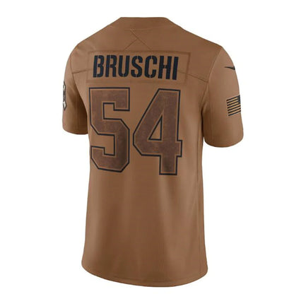 NE.Patriots #54 Tedy Bruschi Brown 2023 Salute To Service Retired Player Limited Stitched Jerseys