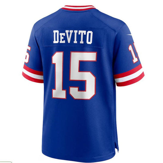 NY.Giants #15 Tommy DeVito Royal Classic Retired Player Game Jersey Stitched American Football Jerseys