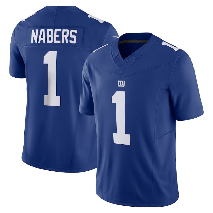 NY.Giants #1 Malik Nabers Royal Vapor F.U.S.E. Limited Jersey Stitched American Football Jerseys