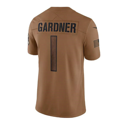 NY.Jets #1 Ahmad Sauce Gardner Brown 2023 Salute To Service Limited Stitched Jerseys