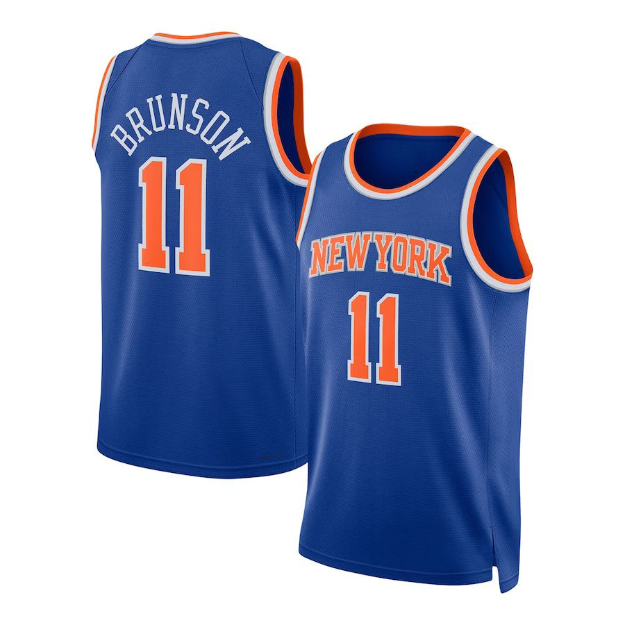 NY.Knicks #11 Jalen Brunson Blue Icon Edition Swingman Basketball Jersey