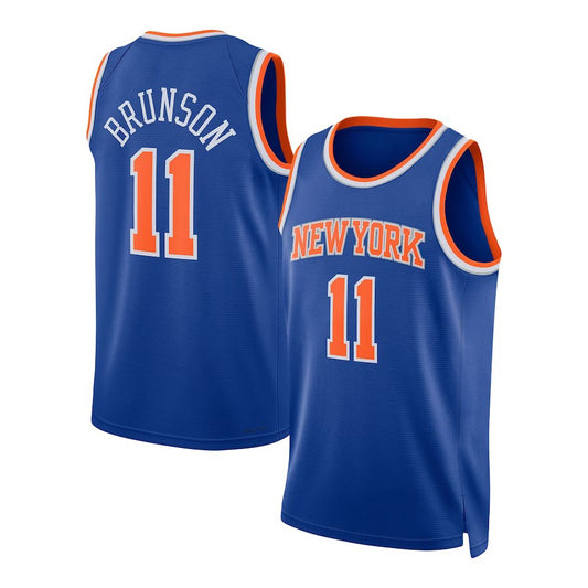 NY.Knicks #11 Jalen Brunson Blue Icon Edition Swingman Basketball Jersey