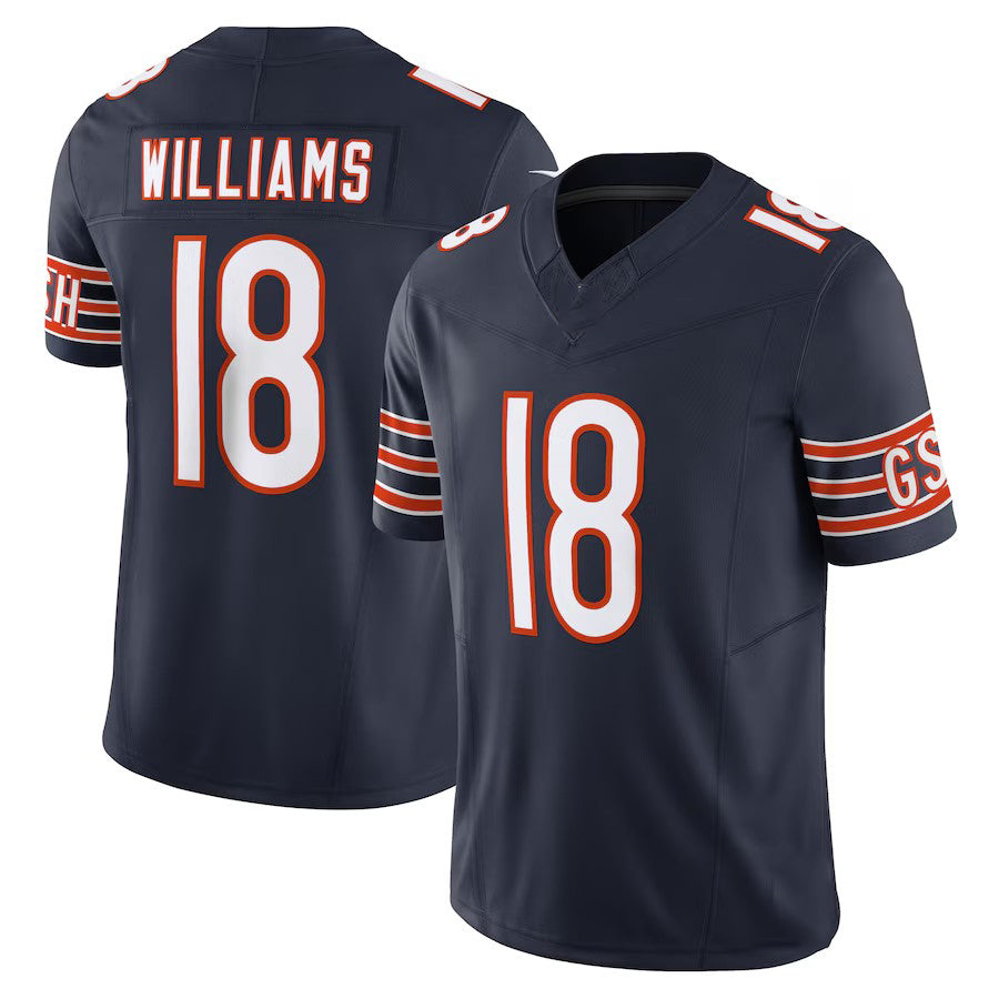 C.Bears #18 Caleb Williams Navy Vapor F.U.S.E. Limited Jersey Stitched American Football Jerseys