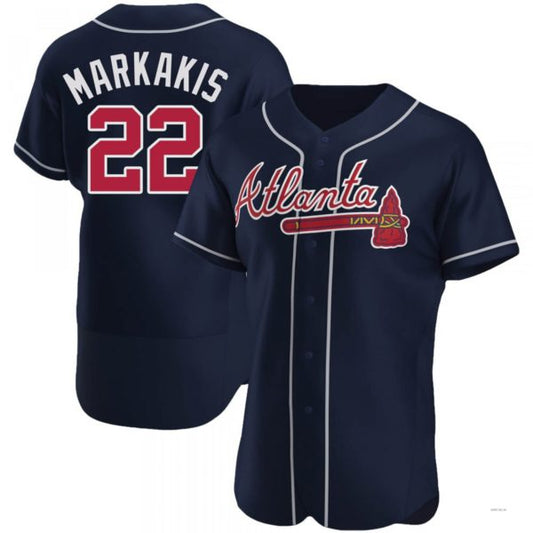 Atlanta Braves #22 Nick Markakis Navy Alternate Jersey Stitches Baseball Jerseys