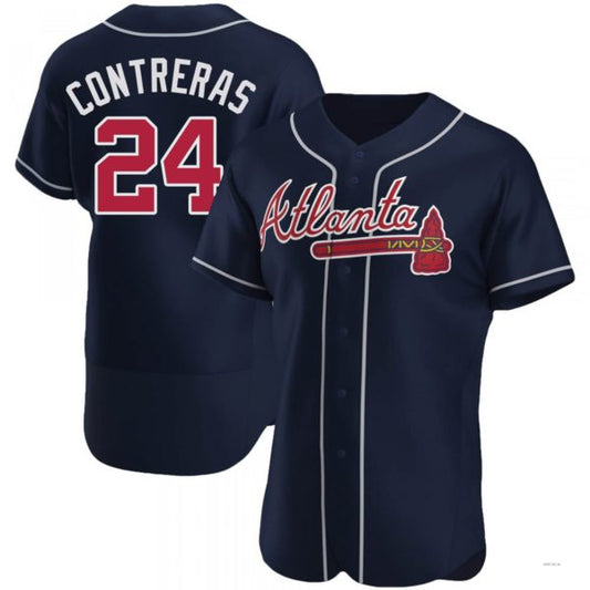 Atlanta Braves #24 William Contreras Navy Alternate Jersey Stitches Baseball Jerseys