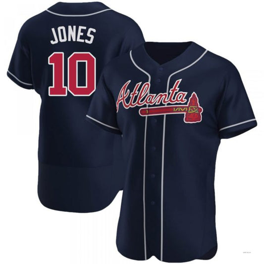 Atlanta Braves #10 Chipper Jones Navy Alternate Jersey Stitches Baseball Jerseys