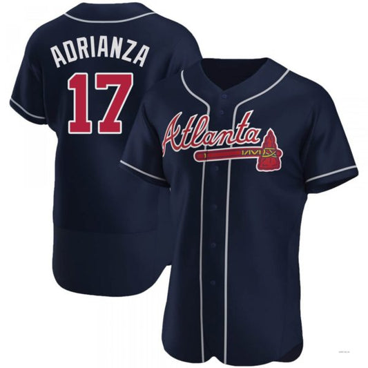 Atlanta Braves #17 Ehire Adrianza Navy Alternate Jersey Stitches Baseball Jerseys