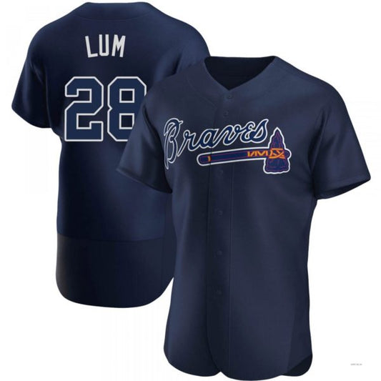 Atlanta Braves #28 Mike Lum Navy Alternate Team Name Jersey Stitches Baseball Jerseys