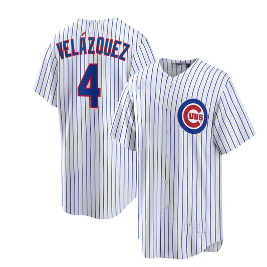 Chicago Cubs #4 Nelson Vel¨¢zquez Home Replica Player Jersey - White Baseball Jerseys