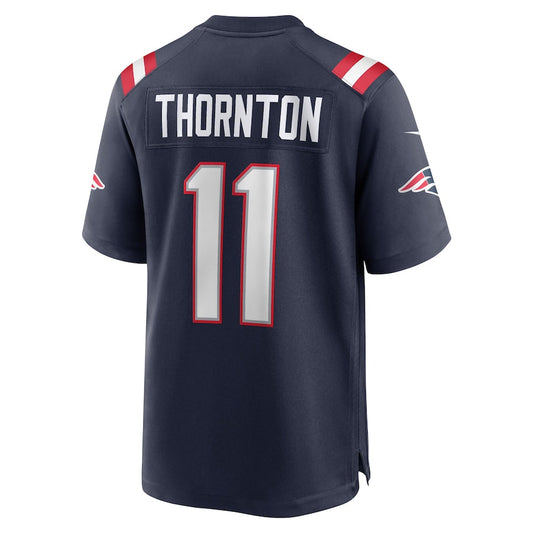 NE.Patriots #11 Tyquan Thornton Navy Game Player Jersey Stitched American Football Jerseys