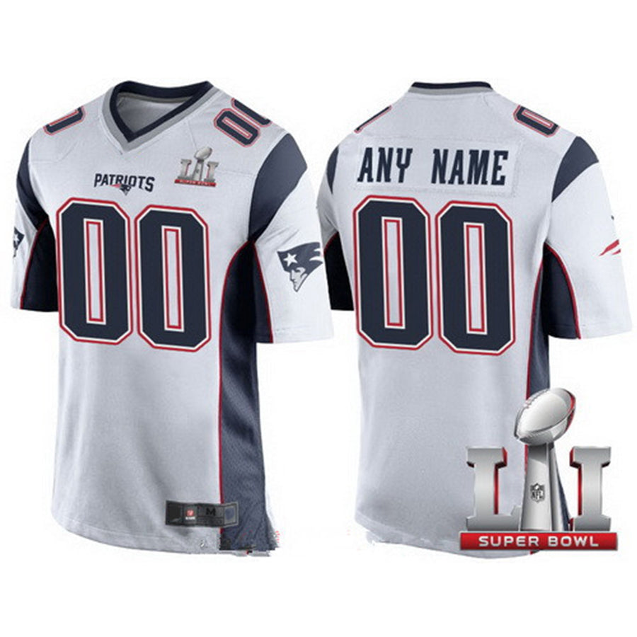 Custom NE.Patriots  White 2017 Super Bowl LI Custom Game Jersey Stitched American Football Jerseys