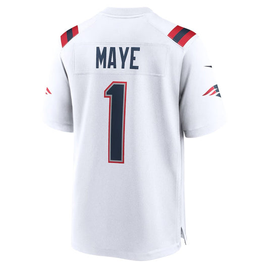 NE.Patriots #1 Drake Maye 2024 Draft First Round Pick Player Game Jersey - White American Football Jerseys