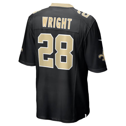 NO.Saints #28 Rejzohn Wright Game Jersey - Black American Football Jersey