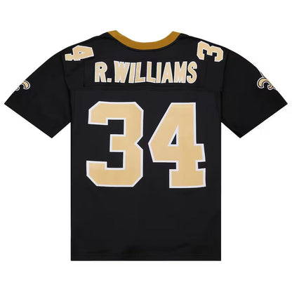 NO.Saints #34 Ricky Williams Mitchell & Ness 1999 Legacy Replica Jersey - Black Stitched American Football Jerseys