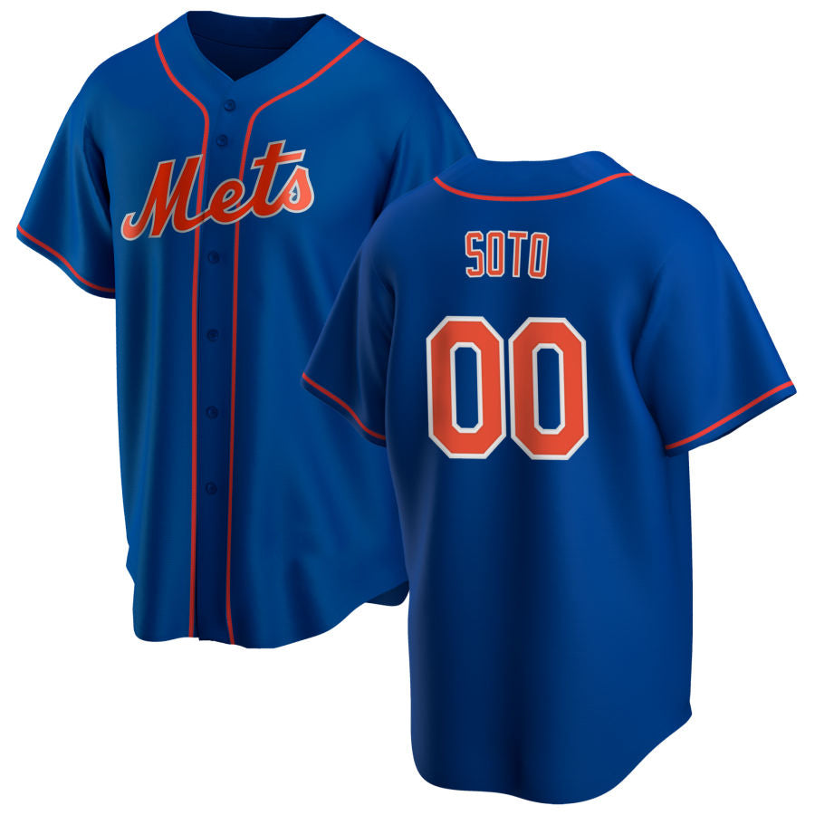 New York Mets #00 Juan Soto Royal Replica Player Baseball Jersey