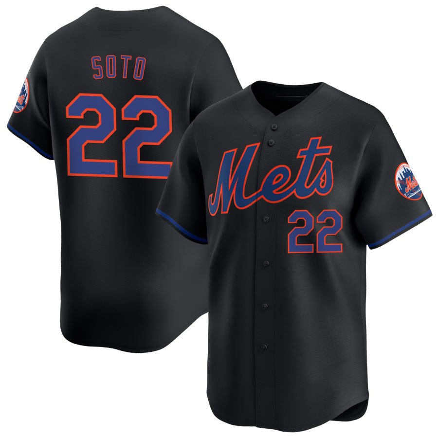 New York Mets #22 Juan Soto Black Limited Player Baseball Jersey