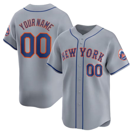 New York Mets Gray Away Limited Custom Jersey Baseball Jerseys