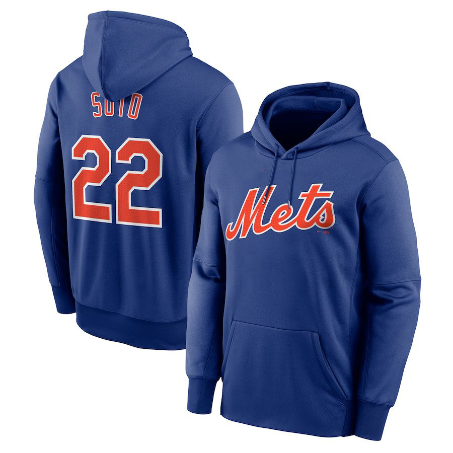 New York Mets #22 Juan Soto Royal Name & Number Pullover Hoodie