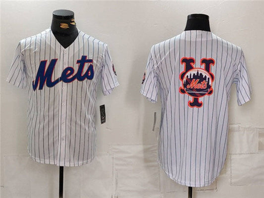 New York Mets White Team Big Logo Cool Base Stitched Baseball Jersey