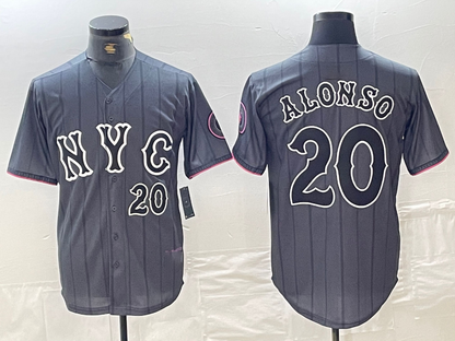 New York Mets #20 Pete Alonso Number Grey 2024 City Connect Cool Base Stitched Baseball Jersey