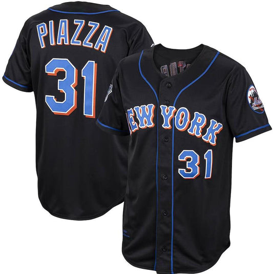 New York Mets #31 Mike Piazza Black Mitchell & Ness Alternate 2000 Cooperstown Collection Authentic Jersey Baseball Jerseys