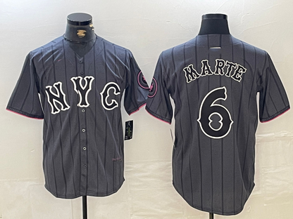 New York Mets #6 Starling Marte Gray 2024 City Connect Cool Base Stitched Baseball Jersey