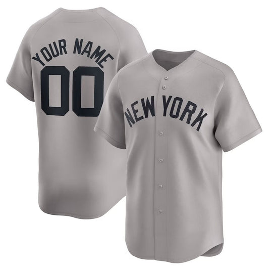 New York Yankees Away Limited Custom Jersey - Gray Stitches Baseball Jerseys